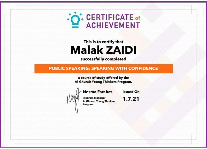 Public Speaking Certificate